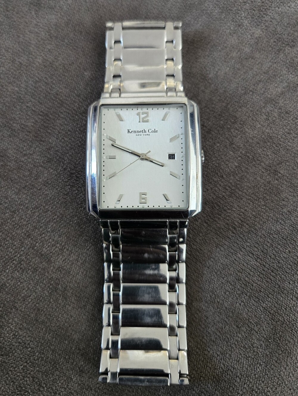 Kenneth Cole Rectangle Stainless Steel Wide Bracelet Watch KC3504